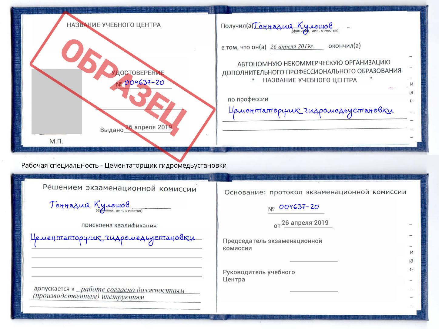 Цементаторщик гидромедьустановки Барабинск