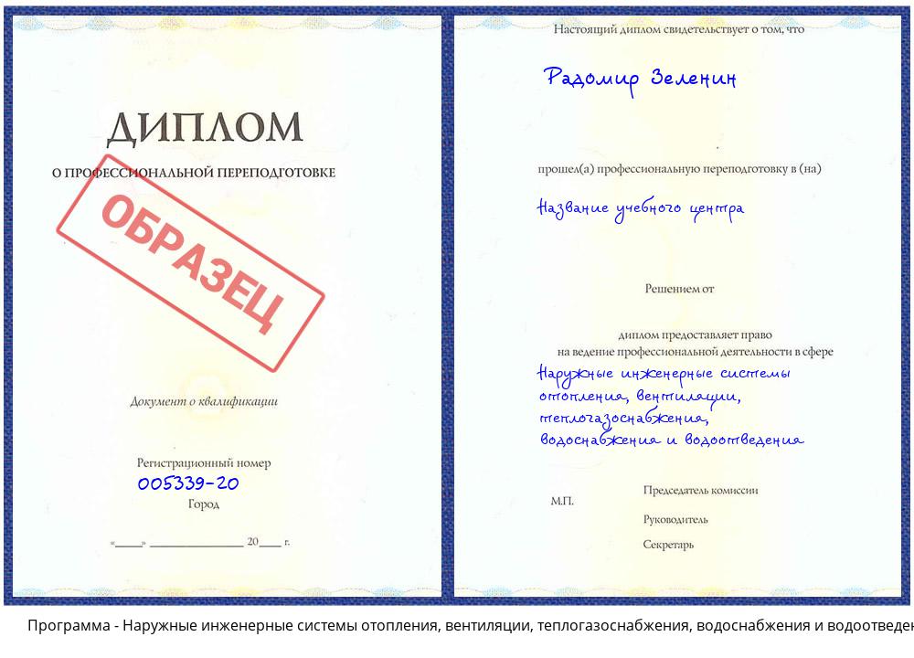 Наружные инженерные системы отопления, вентиляции, теплогазоснабжения, водоснабжения и водоотведения Барабинск