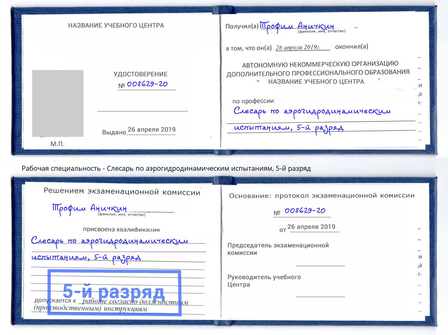 корочка 5-й разряд Слесарь по аэрогидродинамическим испытаниям Барабинск
