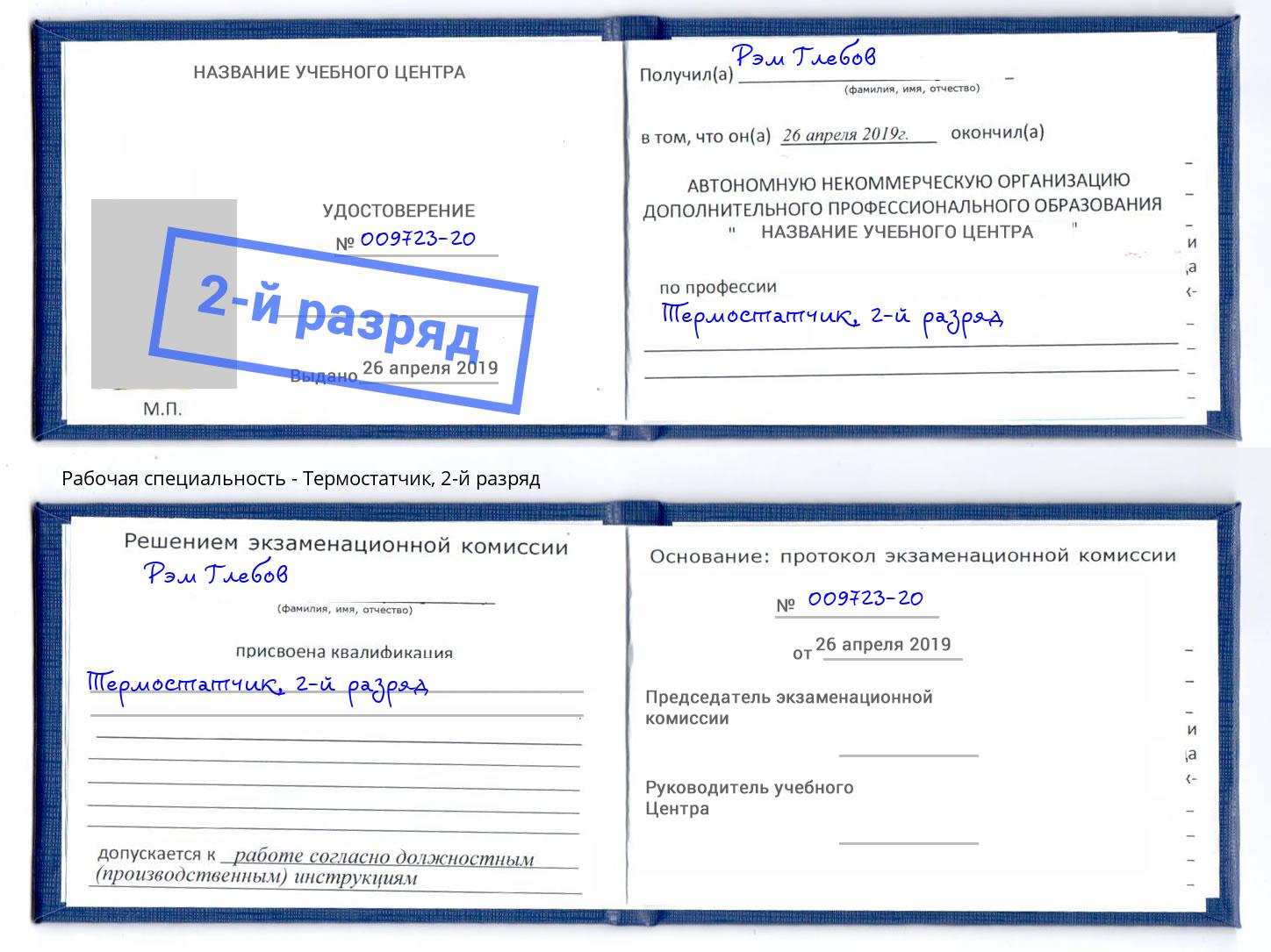 корочка 2-й разряд Термостатчик Барабинск