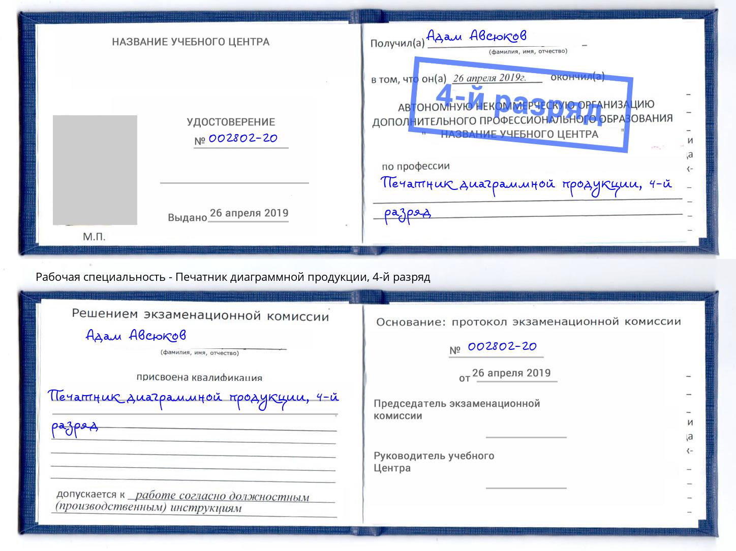 корочка 4-й разряд Печатник диаграммной продукции Барабинск